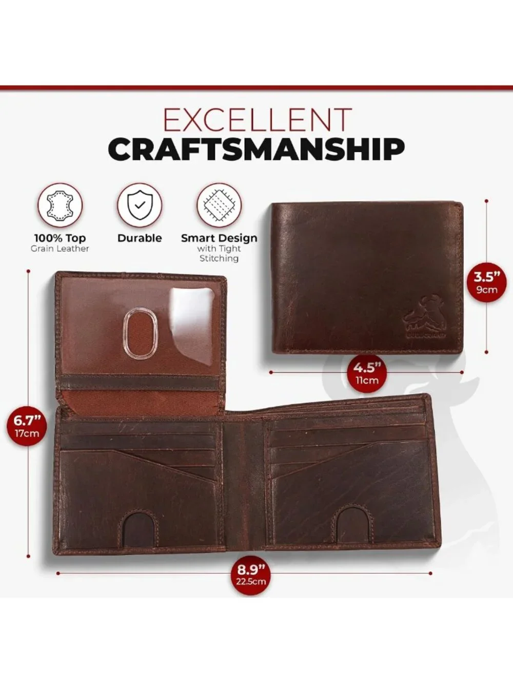 Men's RFID Blocking Bifold Wallet - Durable Leather, 11 Card Slots, Quick